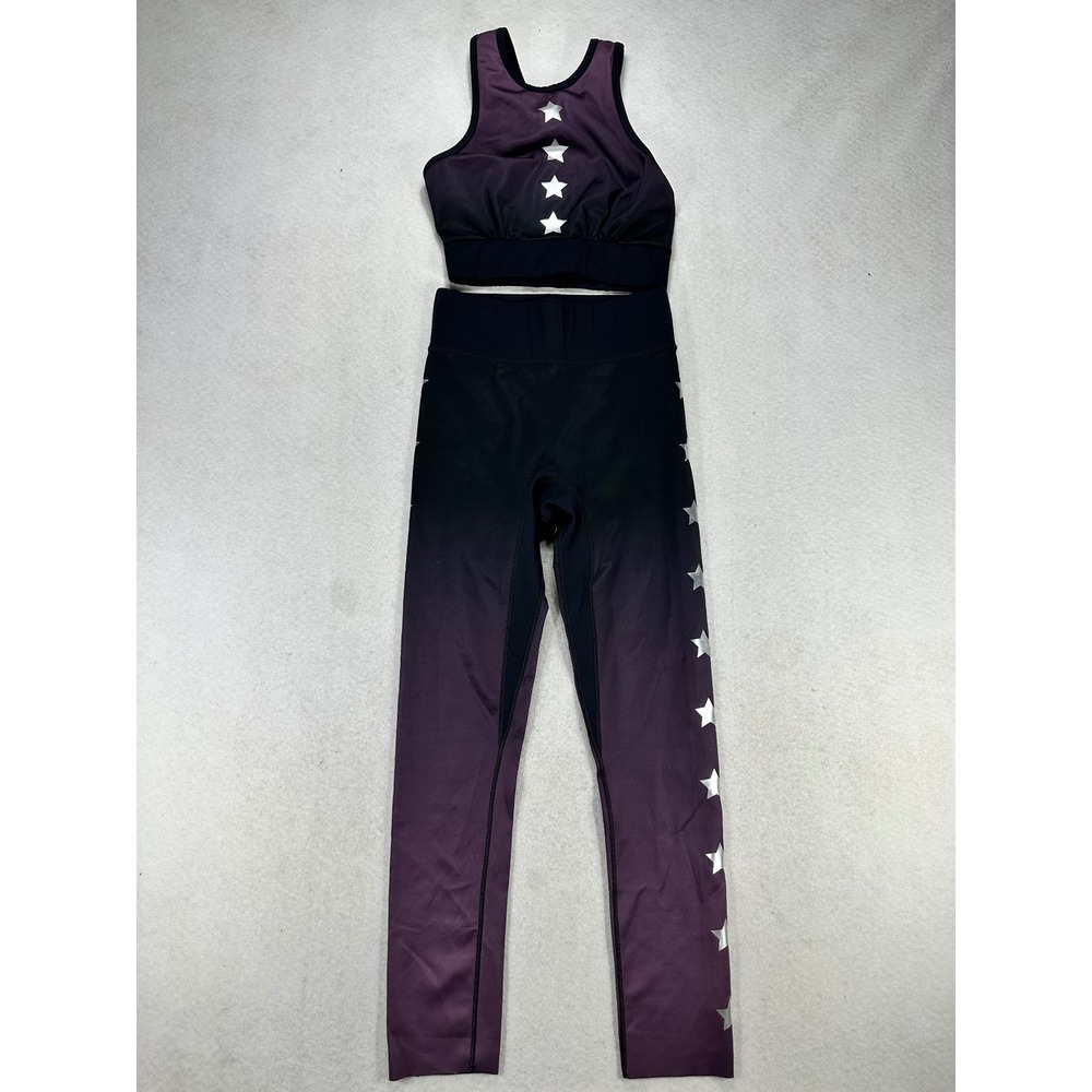 Back Line by Noli Women Ombre Star Activewear Set Purple Black S Small 2 Piece